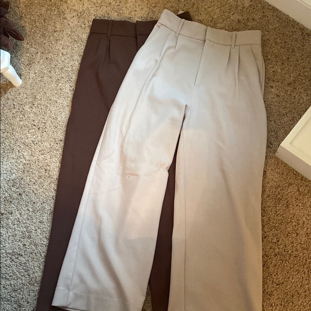 Brown and Tan Wide Leg Trousers from Abercrombie & Fitch
